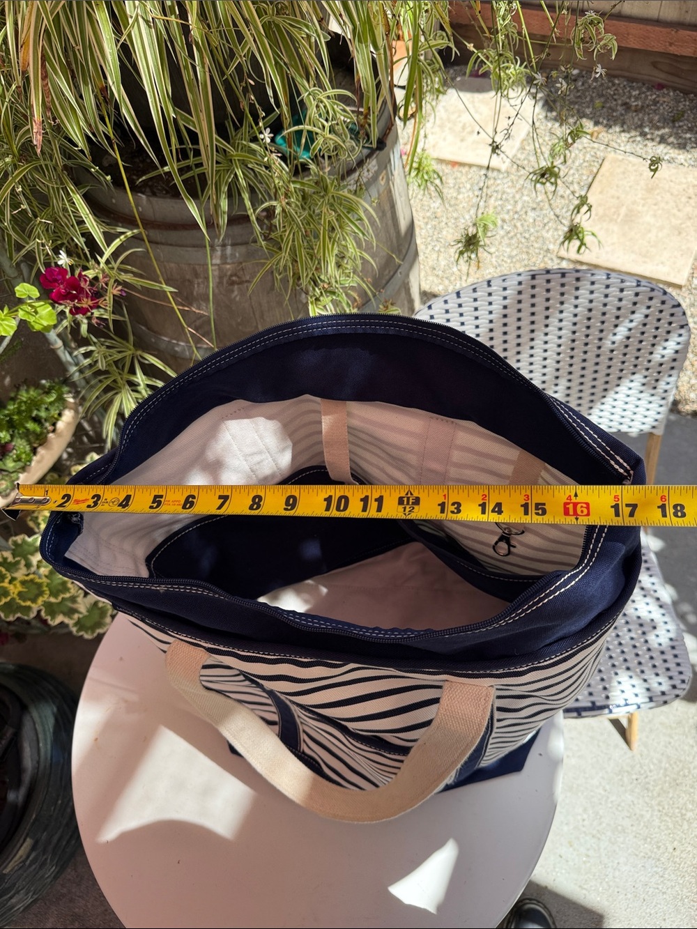 Lands' End Navy and White Striped Canvas Tote - Picture 7 of 10